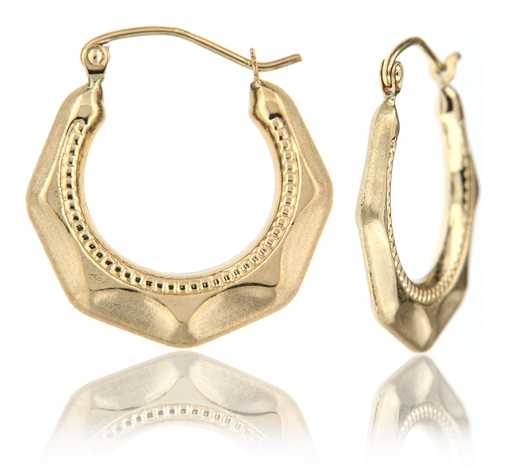 14K Yellow SuperLight Stamped Earring